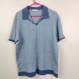 Marine Layer Mens Short Sleeve Buttonless Wool Blend Polo Shirt Large